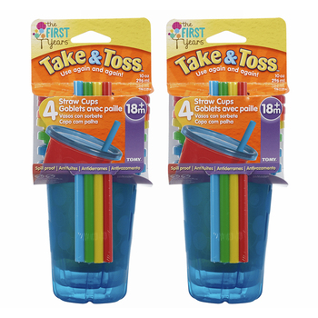 2x 4pc The First Years Take & Toss 10oz/296m Straw Sipper Cups Kids 18m+