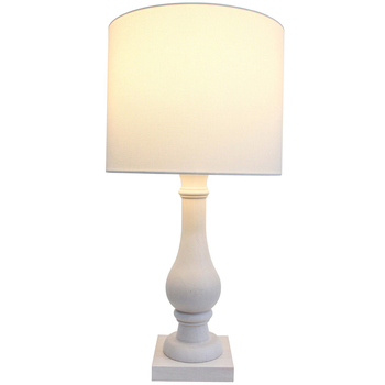 LVD Timber Grove Wood/Linen/Metal 62cm Lamp Home/Office Table Decor - White