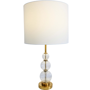 LVD Tall Verona Metal/Glass/Linen 77.5cm Lamp Home/Office Table Decor - Clear
