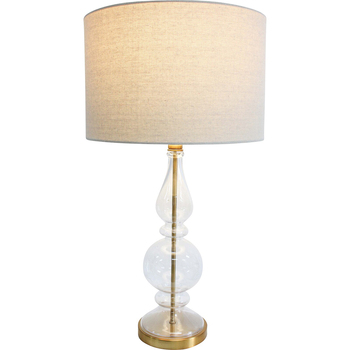 LVD Hampshire Glass/Metal/Linen 61cm Lamp Home/Office Table Decor Large - Clear