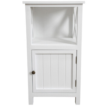 LVD Nantucket Fir Wood/MDF 40x73cm Side Table w/ Cabinet Furniture - White