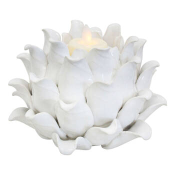 LVD Succulent Flora Ceramic Tealight Candle Holder 15x10cm - Ivory