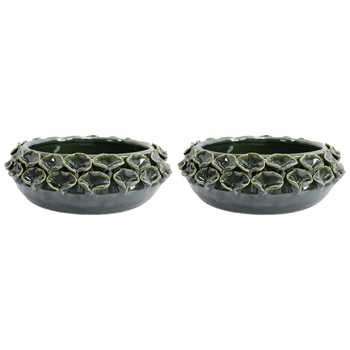 2PK LVD Succulent Ceramic Bowl Juniper 24x8cm - Dark Green