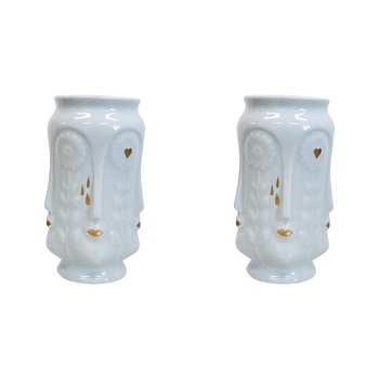 2PK LVD Ceramic Flower Vase Sunflower Kiss Sky Decorative Home Decor