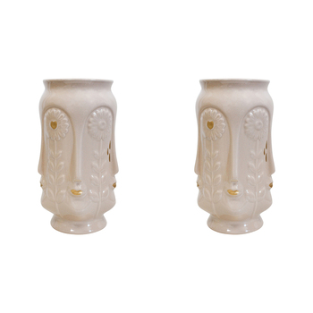 2PK LVD Ceramic Flower Vase Sunflower Kiss Calico Decorative Home Decor