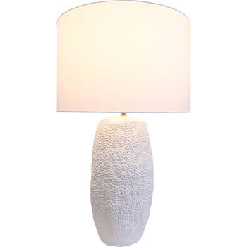 LVD Ceramic/Smooth Cotton Textured Statement Bedroom Lamp 42x70cm White