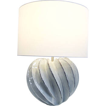 LVD Ceramic/Cotton Rippled Bedroom Table Lamp Arya 42x56cm Off-White
