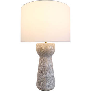 LVD Ceramic/Cotton Textured Fossil Bedroom Table Lamp 42x68cm White