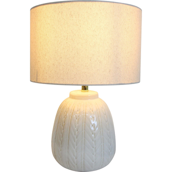 LVD Linen/Ceramic Lamp Leaf Room Decor 25x36cm - White