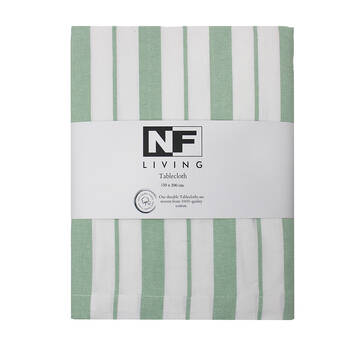 NF Home & Entertaining Essentials French Table Cloth 150x300cm Striped Sage