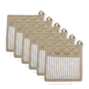 6PK NF Home & Entertaining Essentials Maison Potholder 20x20cm Striped Beige