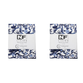 2x 2pc NF Home & Entertaining Essentials Bluebird Tea Towel 45x70cm Birds Blue