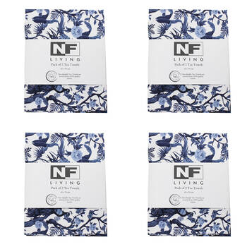 4x 2pc NF Home & Entertaining Essentials Bluebird Tea Towel 45x70cm Birds Blue