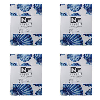 4x 2pc NF Home & Entertaining Essentials Blushell Tea Towel 45x70cm Solid Blue
