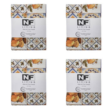 4PK NF Home & Entertaining Essentials PortTile Tea Towel 45x70cm Multicoloured