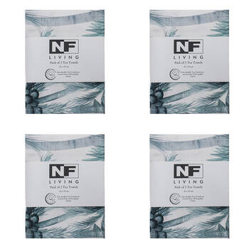 4x 2pc NF Home & Entertaining Essentials TreeDidy Tea Towel 45x70cm Solid Grey
