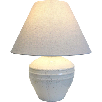 LVD Linen/Terracotta Lamp Beachside Tabletop Light 41x53cm - White