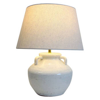 LVD Giana Lamp Light E27 Bulb w/ Linen Shade 46.5cm - White