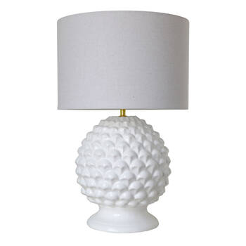 LVD Artichoke Lamp Ceramic Base w/ Linen Shade 38x58.5cm - White