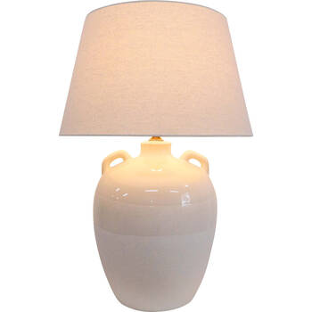 LVD Ceramic/Linen Oversized Porto Bedroom Table Lamp XXL 50x73cm White