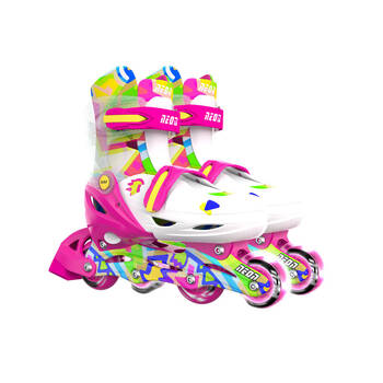 Yvolution Neon Combo Kids Quad Skates/Blades w/ Lightup Wheels 8+/Sizes 3-6 Pink