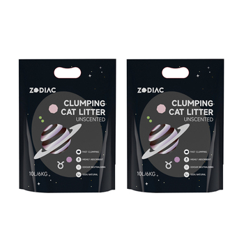 2x Zodiac 10L/6kg Clumping Bentonite Clay Cat Litter - Unscented