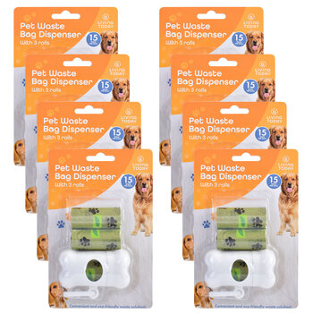 8PK Living Today Dog Poop Bag w/Three Rolls Dispenser (360 Bags)