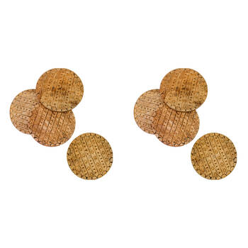 2x 4pc NF Living Mango Wood Coasters HandCrafted 10x10cm Solid Natural