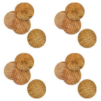 4x 4pc NF Living Mango Wood Coasters HandCrafted 10x10cm Solid Natural