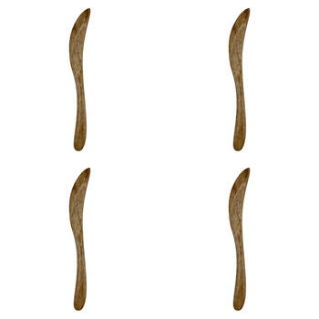 4x 4pc NF Living Mango Wood Spreader Handcrafted 17x3cm Solid Natural