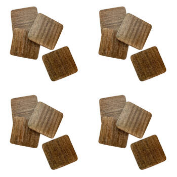 4x 4pc NF Living Mango Wood Coasters Square 10cm Solid Natural