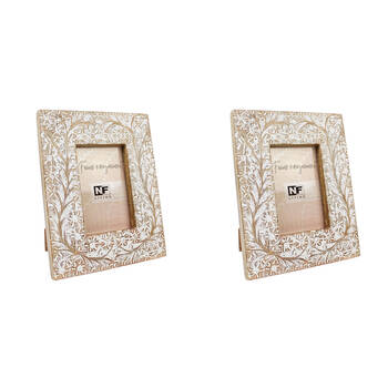 2PK NF Living Mwood Dina Photo Frame 4x6 Modern Design Mango Wood  Beige