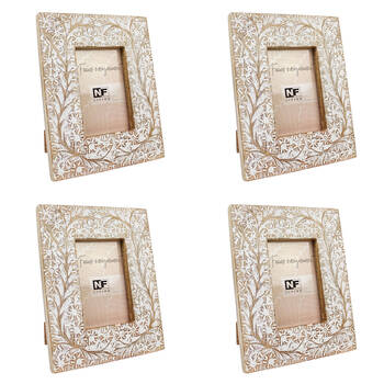 4PK NF Living Mwood Dina Photo Frame 4x6 Modern Design Mango Wood  Beige