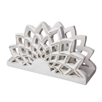 NF Living Flower Napkin Holder 22x12cm Abstract White