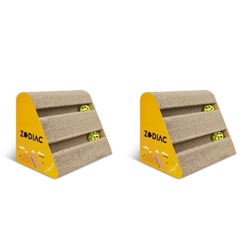 2x Zodiac Banana 28x17cm Triangle Cat Scratcher w/ Ball