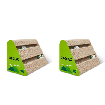 2x Zodiac Kiwi 28x17cm Triangle Cat Scratcher w/ Ball
