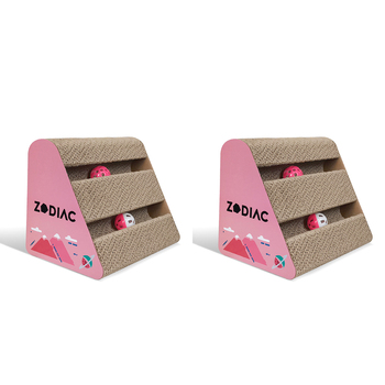 2x Zodiac Watermelon 28x17cm Triangle Cat Scratcher w/ Ball