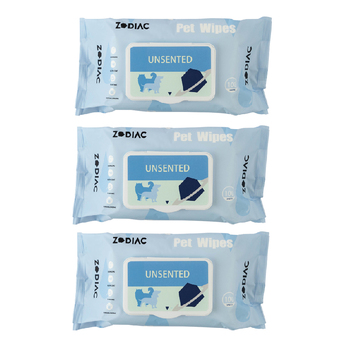 3x 100pc Zodiac Unscented Dog/Cat Pet Grooming/Cleaning Wipes