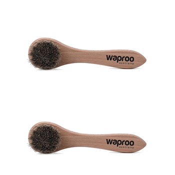 2PK Waproo Platinum Horse Hair Dauber Shoe Brush Beech