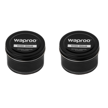 2PK Waproo Platinum All-in-One Shoe Polish & Cleaning Cream 50ml Black