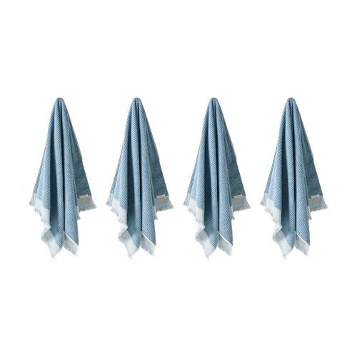 4PK Linen House 580GSM Cotton Alara Blue Stripe Bathroom Bath Sheet 82x170cm 