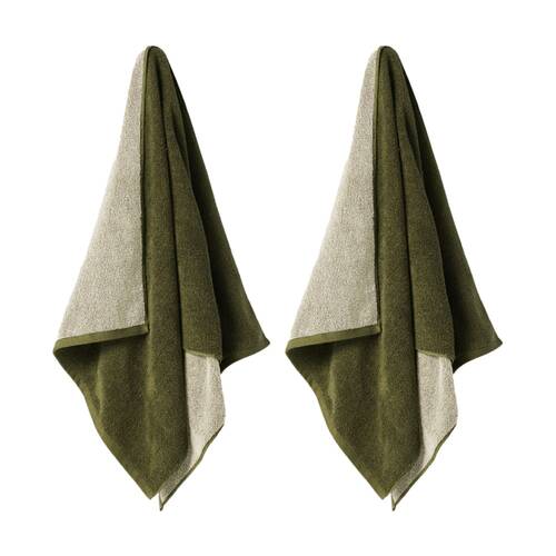 2PK Linen House 550GSM Cotton Otway Olive Green Bathroom Bath Towel 69x139cm