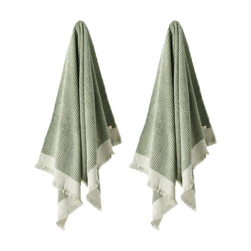 2PK Linen House 580GSM Alara Emerald Green Stripe Bathroom Bath Towel 69x139cm