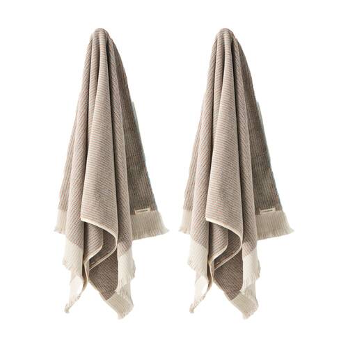 2PK Linen House 580GSM Alara Rust Red & Blue Stripe Bathroom Bath Towel 69x139cm