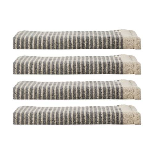 4PK Linen House 630GSM Inverloch Shadow Charcoal Cotton Hand Towel 40x60cm