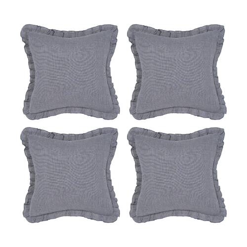 4PK Linen House Lucy Navy Blue Cushion Textured Check Ruffled Edge 48x48cm