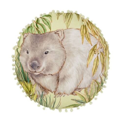 Linen House Kids X Artist Collaboration William Wombat Round Cushion 40cm