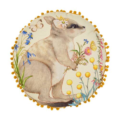 Linen House Kids X Artist Collaboration Wilma Wallaby Round Cushion 40cm