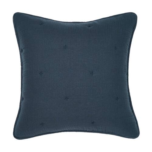 Linen House Somerset Navy Blue Cotton Muslin European Pillowcase 65x65cm