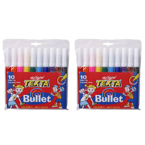 2x 10pc Texta Bullet Tip Colouring Pens